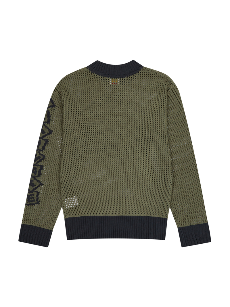 MULTI SKULL MESH KNIT (OLIVE/NAVY)