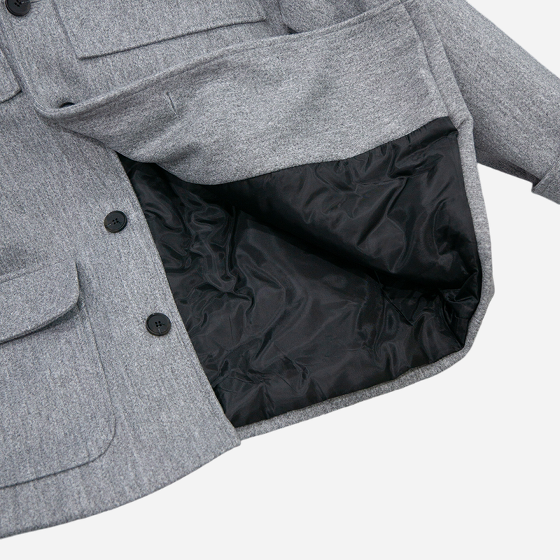 Carbon Wool Hooded Half Coat