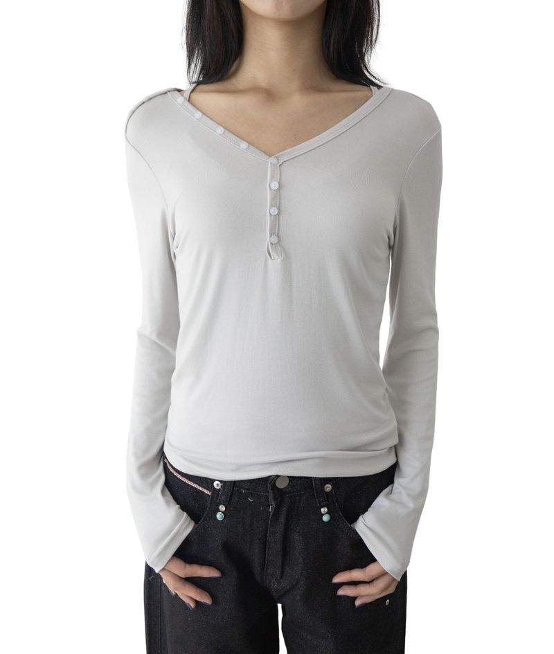 (Set) Mina V-Neck Layered T-Shirt