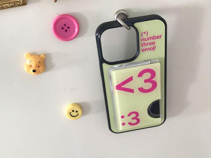[MADE] Number 3 emoji case + card slot (Green)