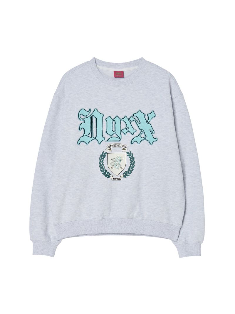EMBLEM PATCHWORK SWEATSHIRT (HEATHER GREY)