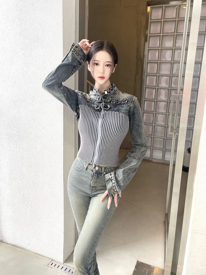Seow(ソウ)の「1090. Denim jk combi pigment zip-up (2color)(Tops)」