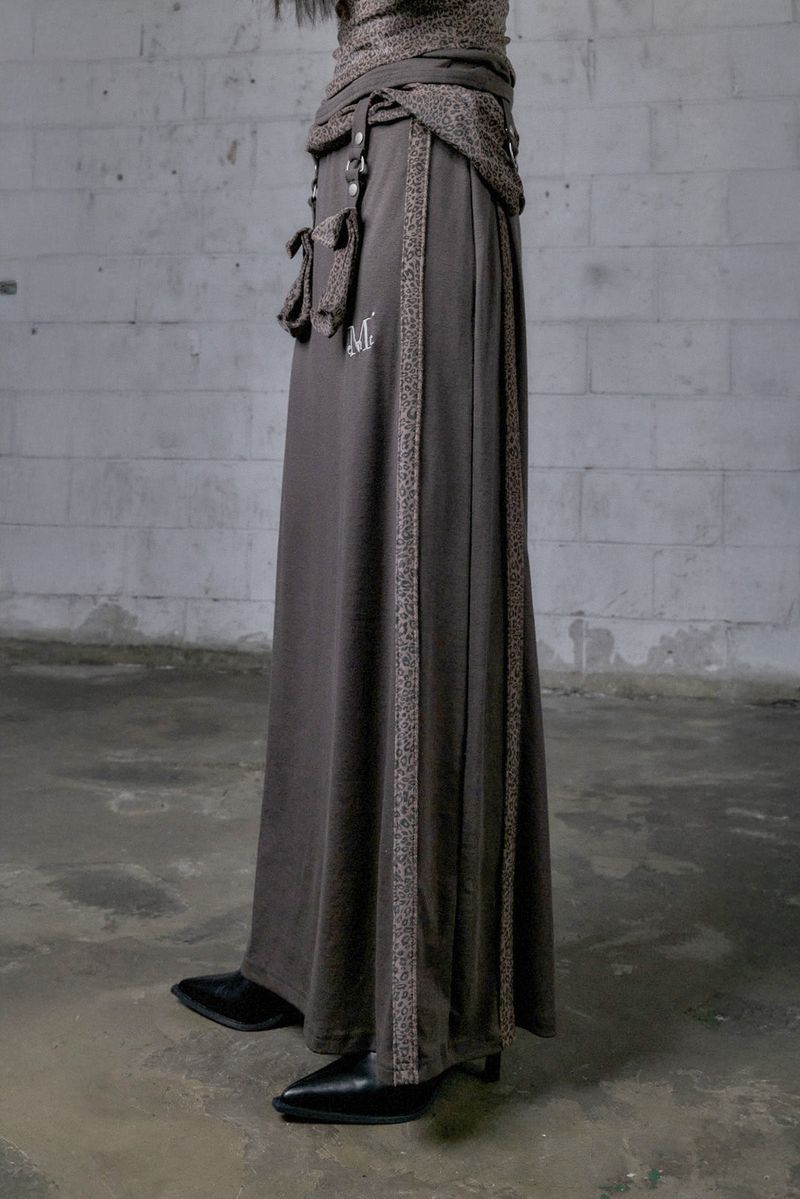 AESIR LEOPARD BELTED POCKET LONG SKIRT