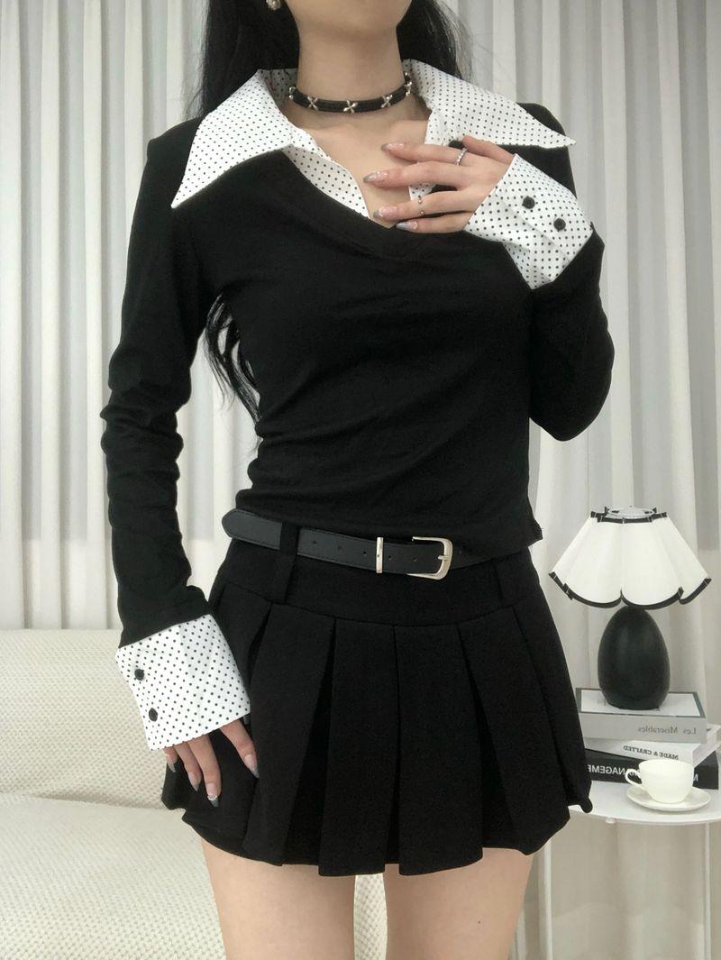 Belt Two-buckle Mini Skirt Pants
