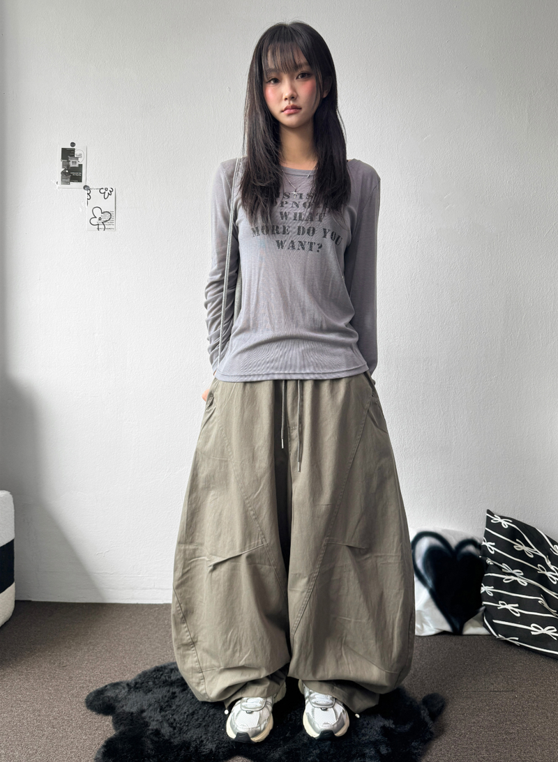 Hita Balloon Curve Cotton Long Pants 3 Color 