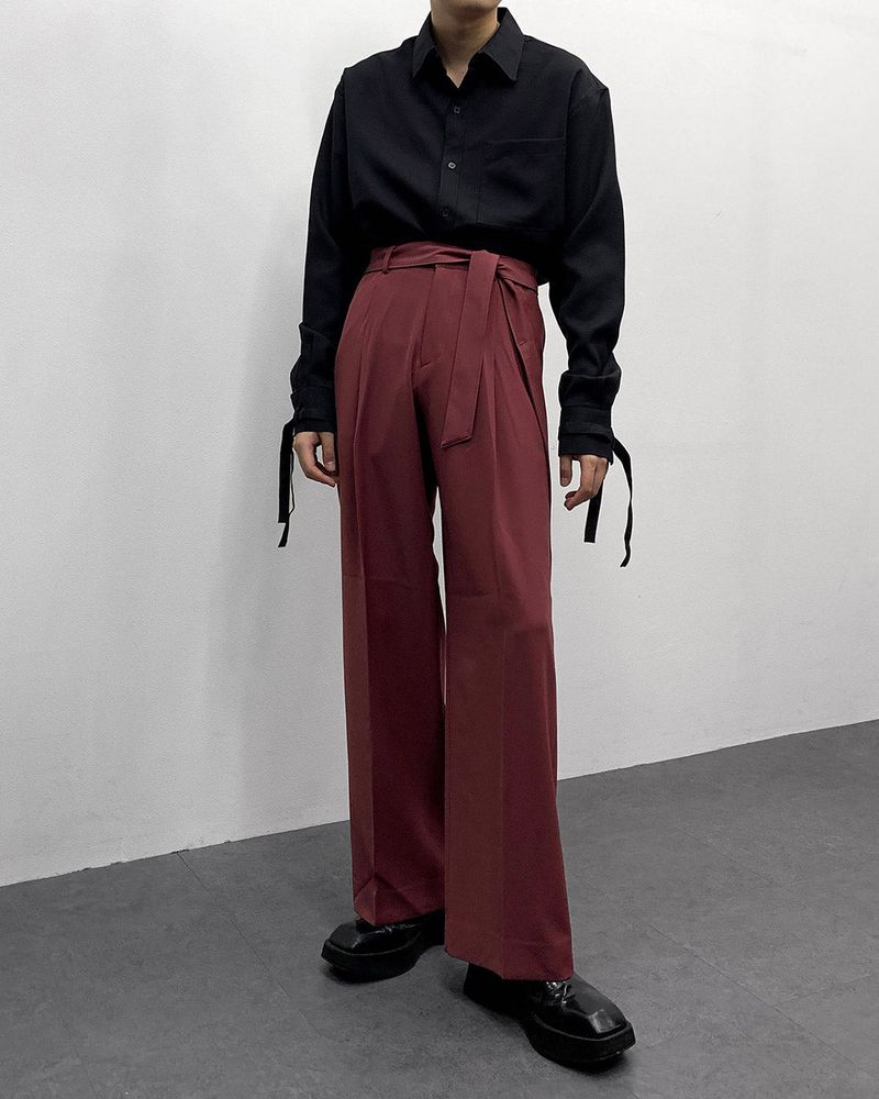 FL Belted Side Banding Wide Slacks (4 colors)