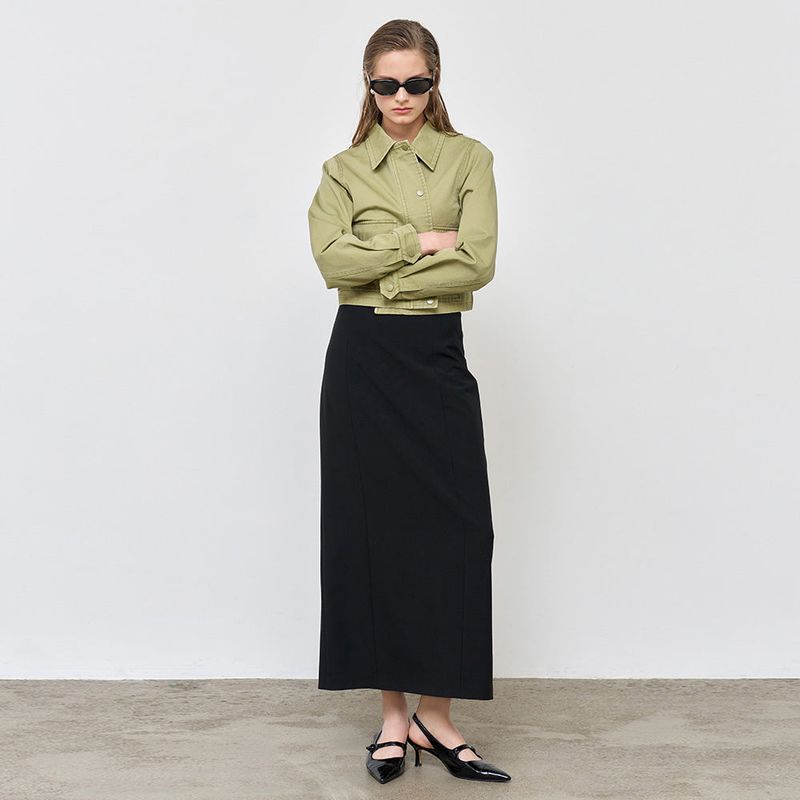 WOMAN Zip-up Cotton Short Jacket [OLIVE]