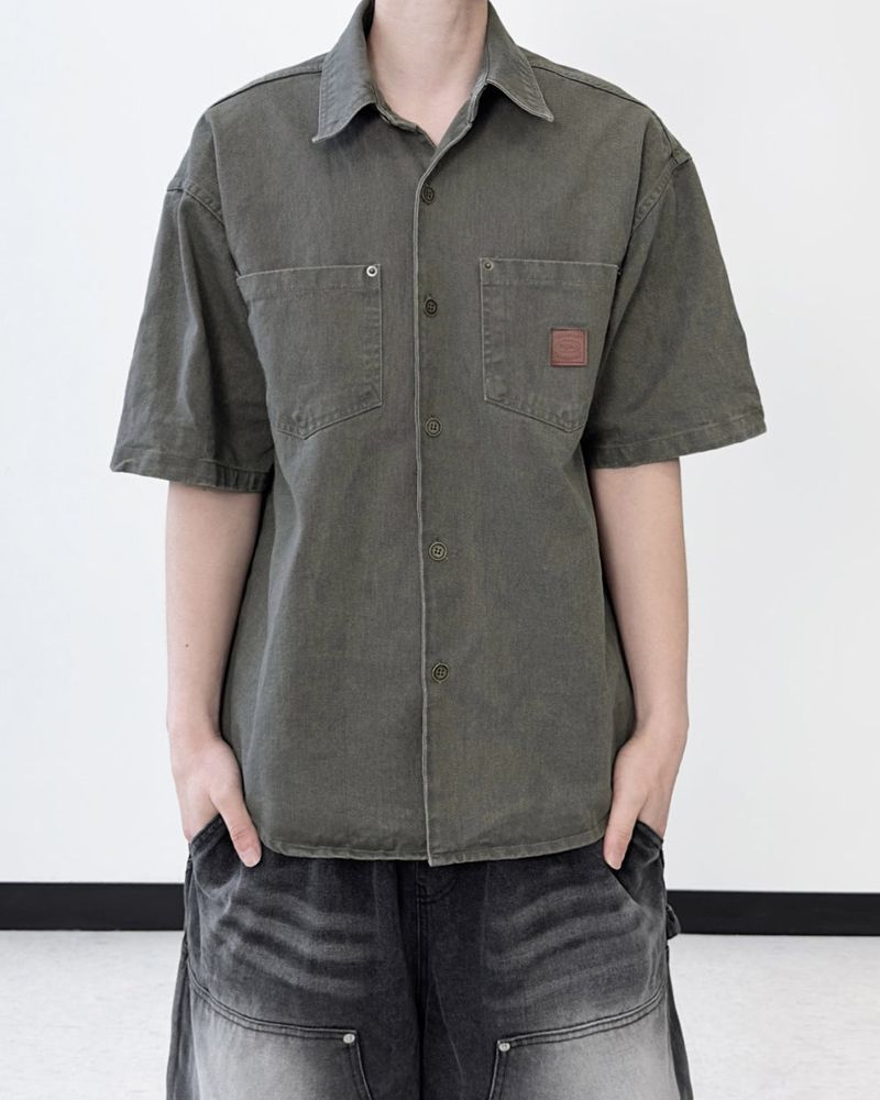 Patchwork Half Shirt Jacket