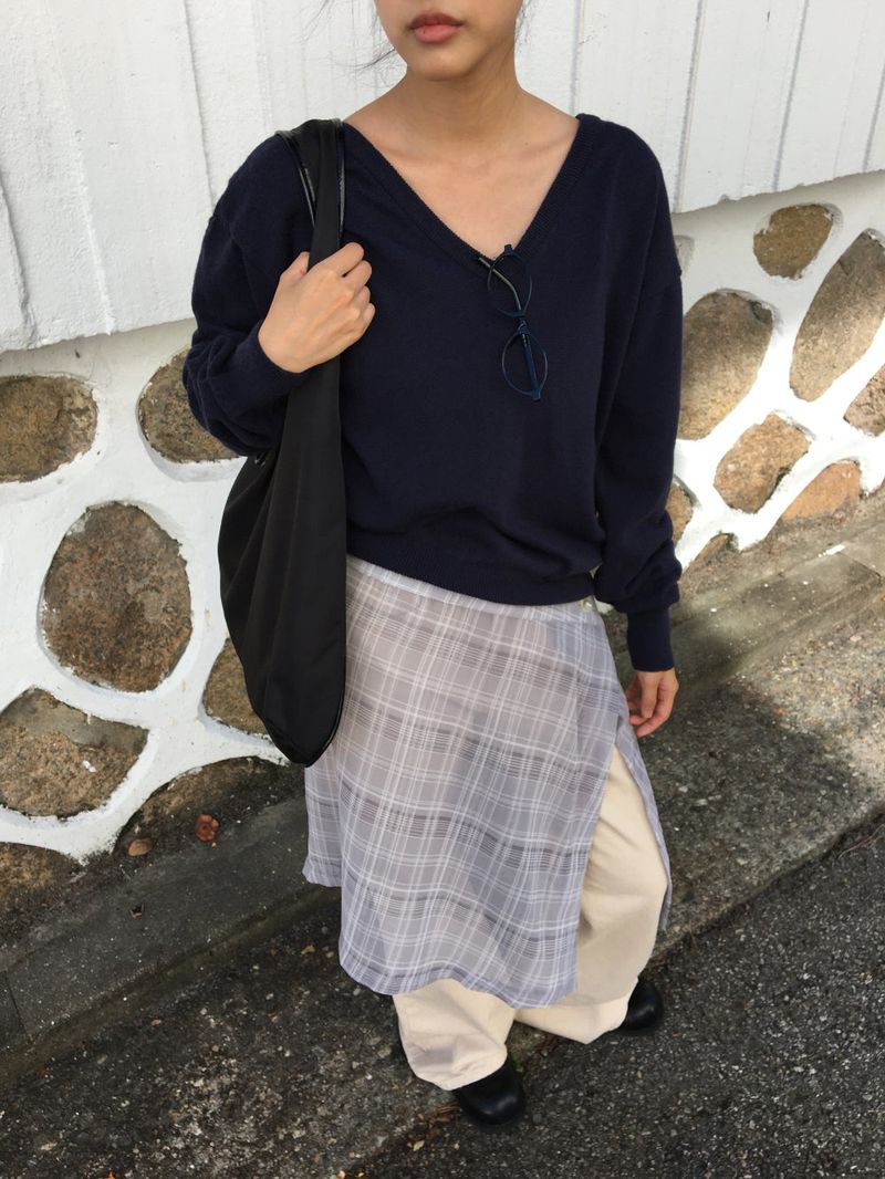 Roman check layered skirt (2color)