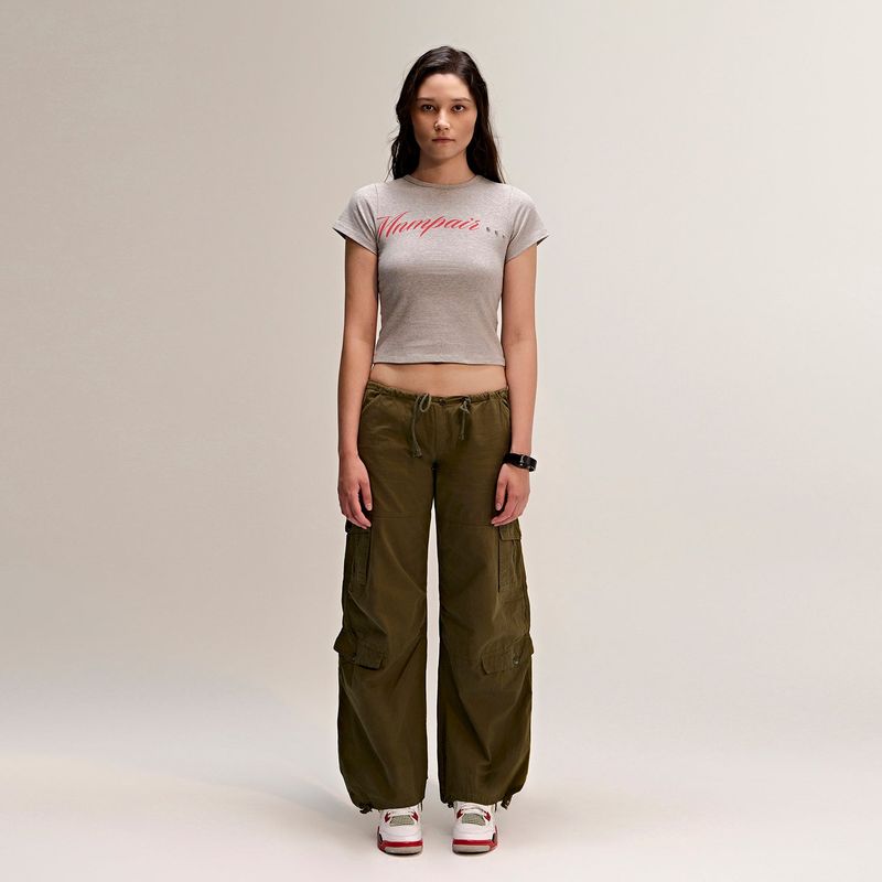 Lettering Crop Tee Grey