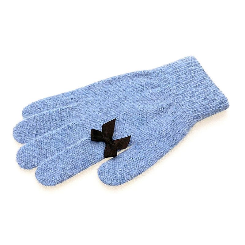 Ribbon Wool Gloves [Snow Blue]