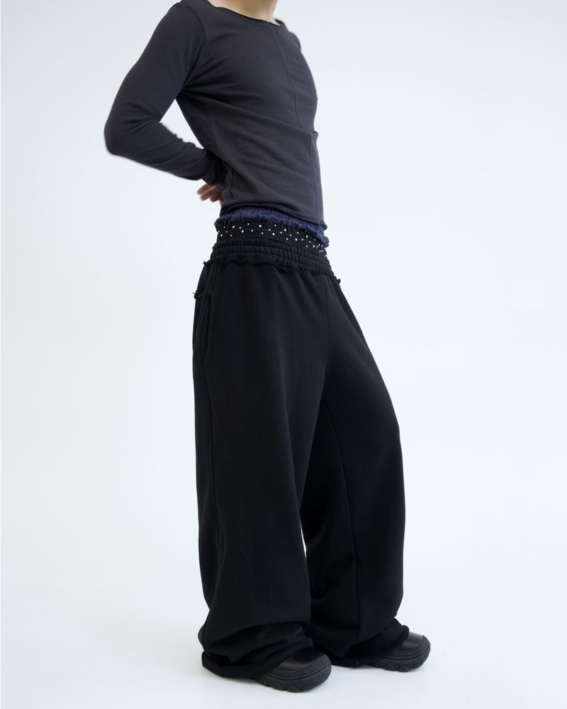 Stud underwear sweatpants - Black