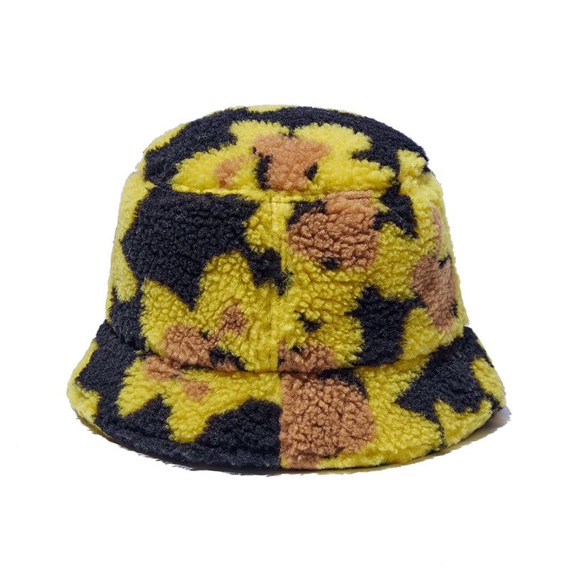 Flower Bear Fluffy Bucket Hat_Black