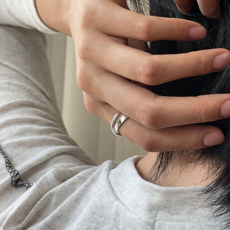 SHOVEOFF（ショーブオフ）の「SVR-631 Silver 92.5 Minimal Two Ring Plain Women’s Silver Ring C23（Accessories）」