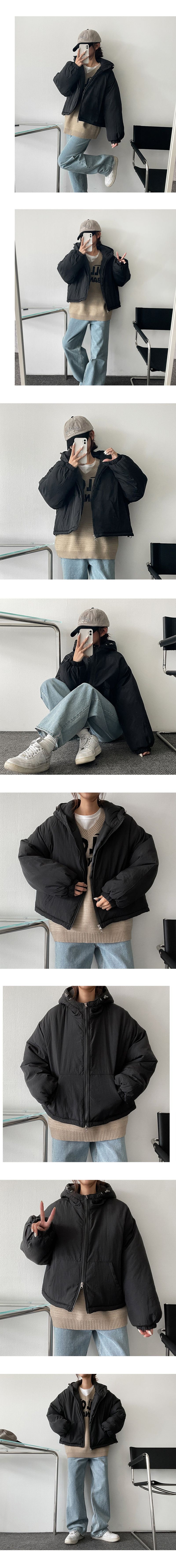 Woo cut two-way cropped hooded padded coat