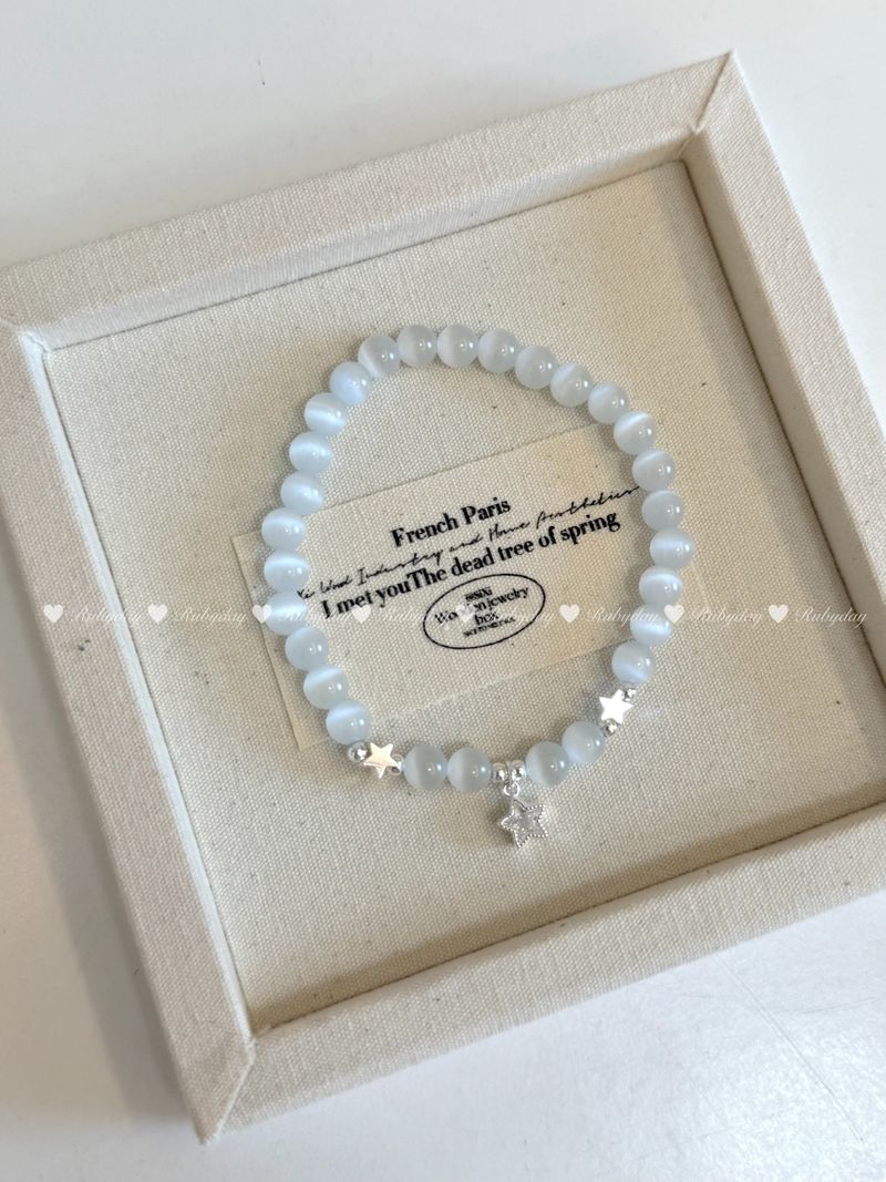 White Star Microglow Cat's Eye Stone Bracelet