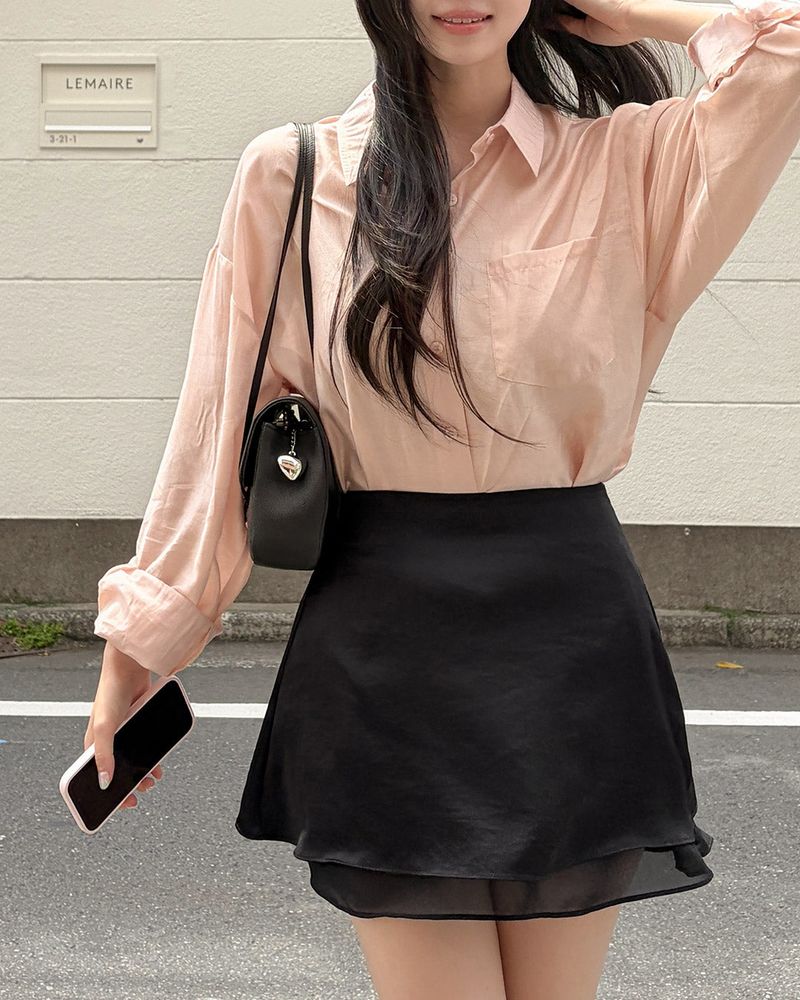 Melji satin mini skirt