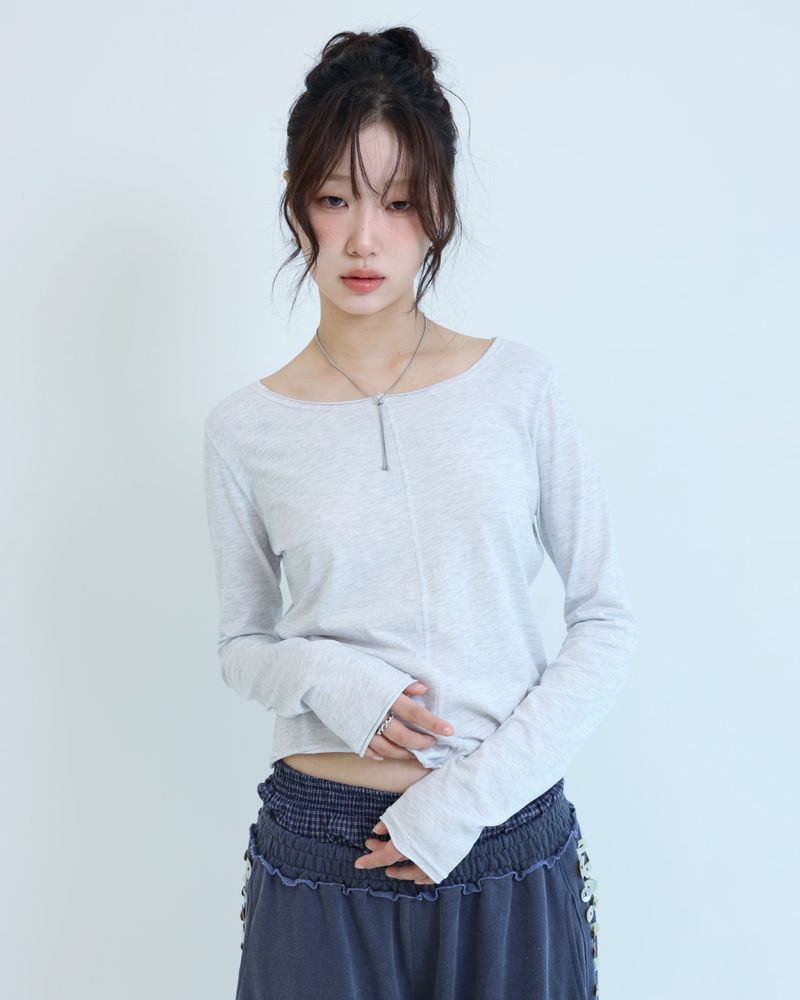 Stitched T-shirt - Oatmeal White
