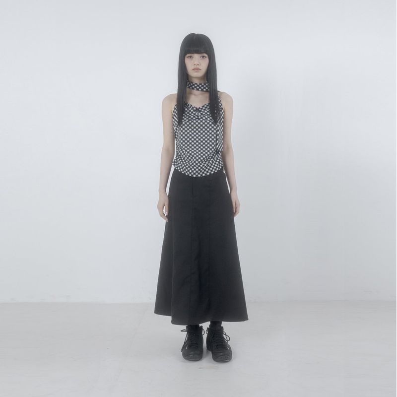 Check 3-way shirring top