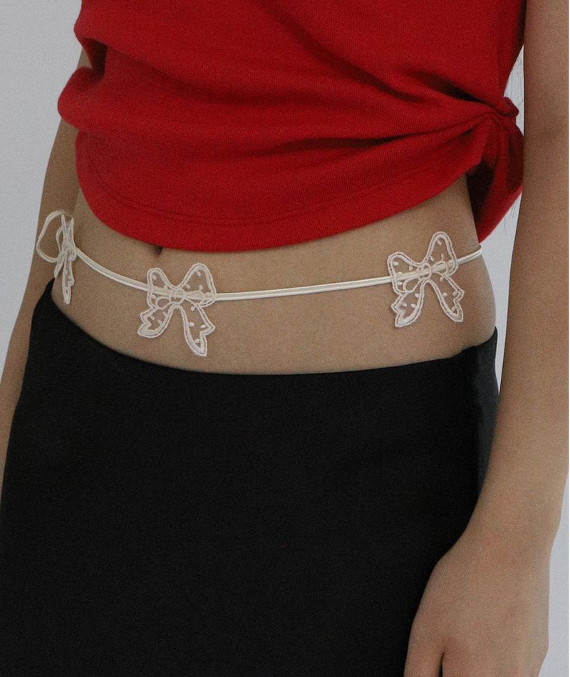 [MADE] Capsule02 Needle Work Ribbon Belt Strap _  Ivory