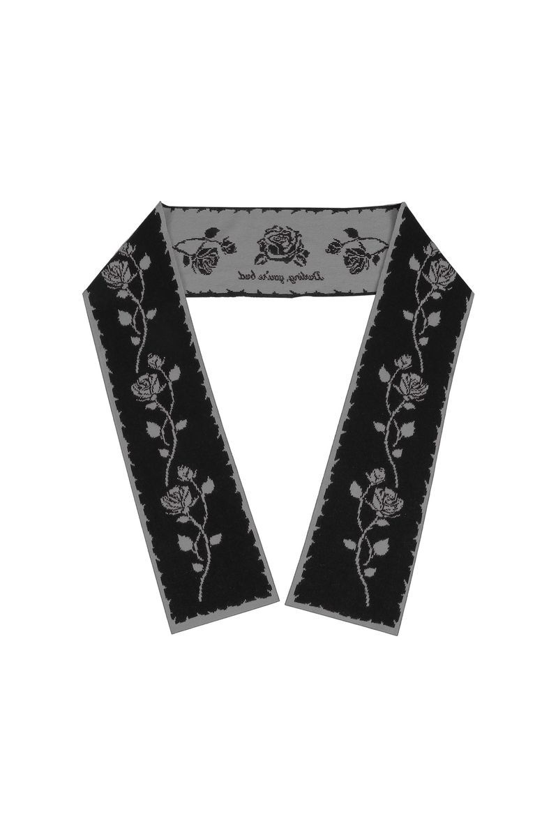 ROSE JACQUARD SCARF #BLACK