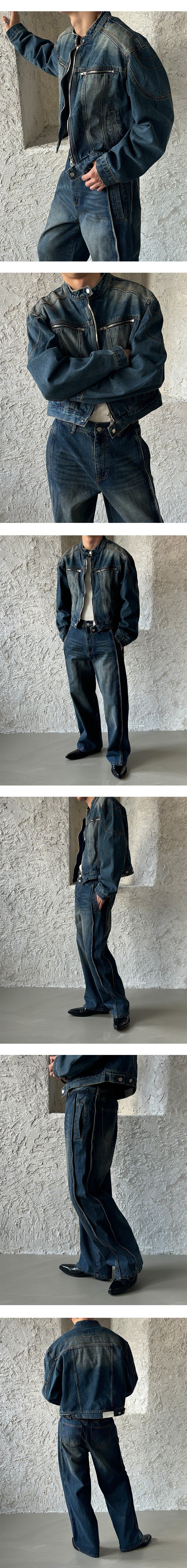  [S/F] Crop biker denim jacket(2color)