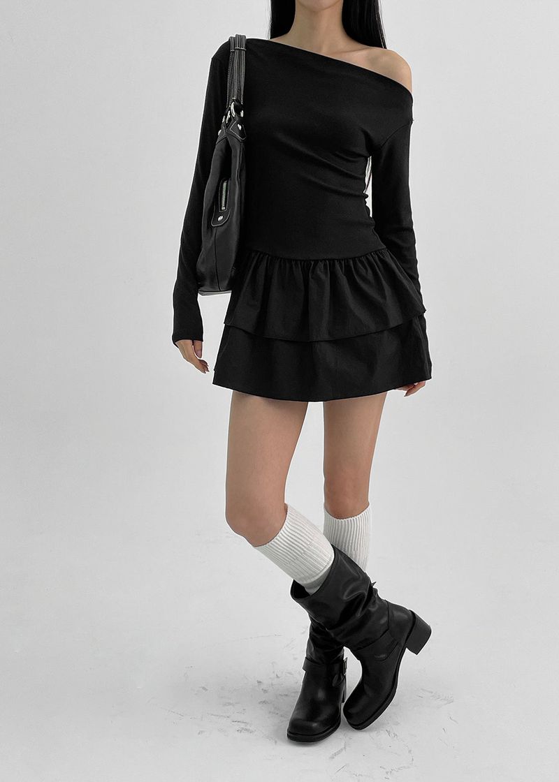BLACKUP（ブラックアップ）の「[MADE] Rufflen Unbalanced Cancan Mini Dress（Dresses）」