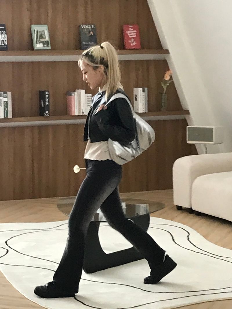 Block crop leather jacket