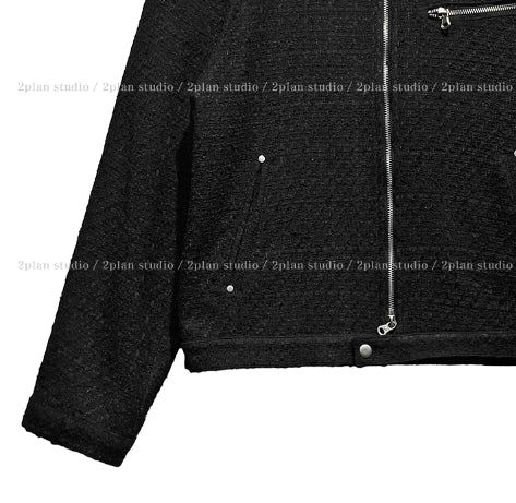 Heather Tweed Biker Crop Jacket