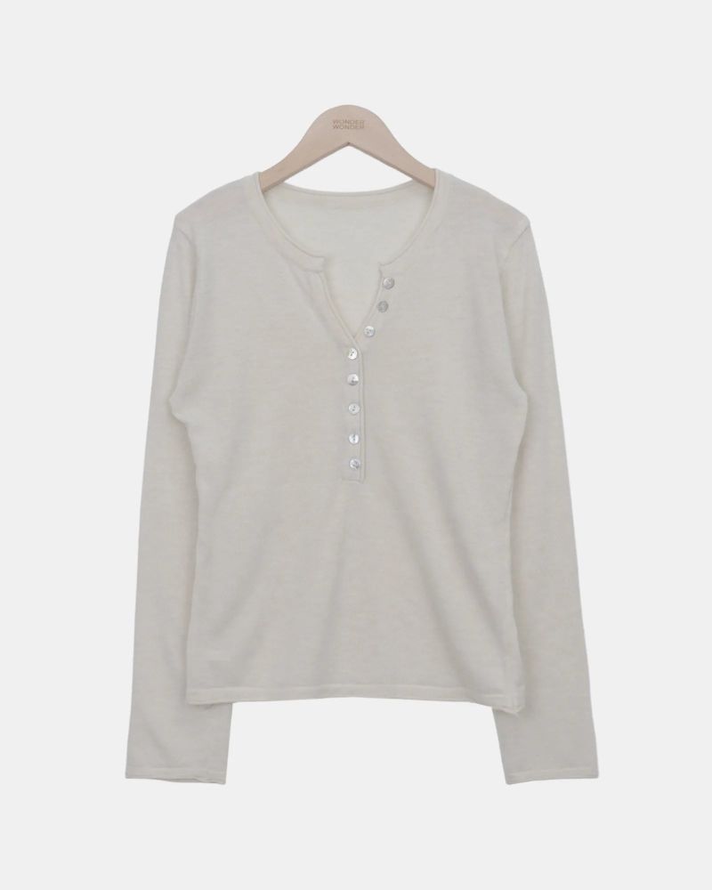 Chea Button V-Neck Long-Sleeve Knit
