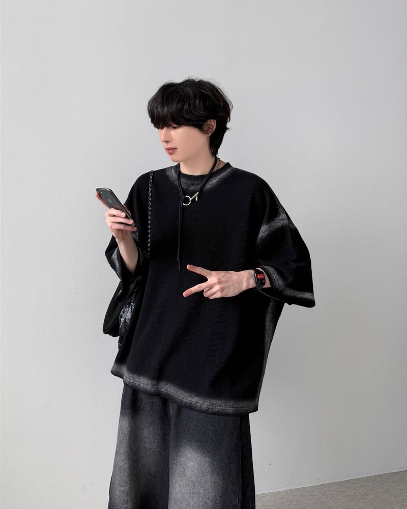 YOURNUS(ユアナス)の「Fade Waffle Half-Sleeve(Tops)」