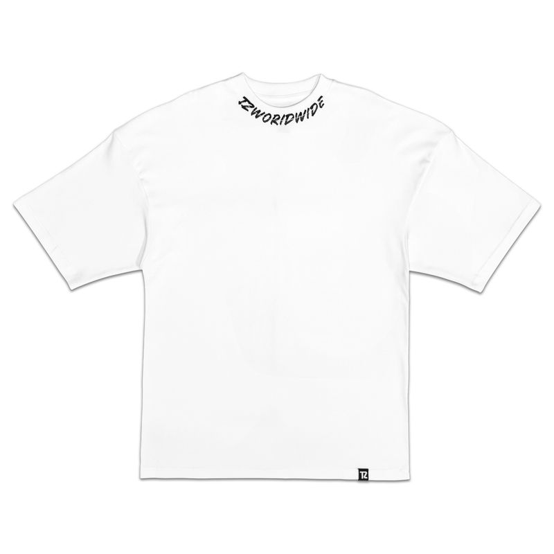 TZWORLDWIDE（トレッズワールドワイド）の「TZ ネックラインシグネチャーオーバーサイズTシャツ - WHITE（トップス）」