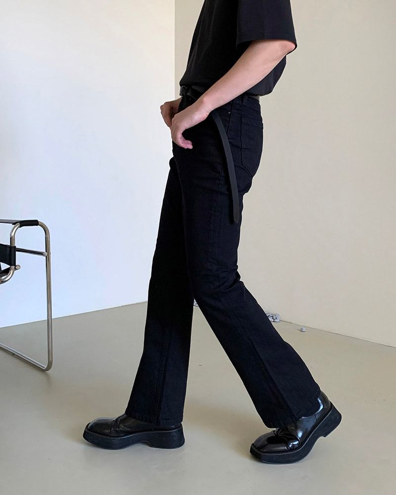 MG601 Semi boot cut black jeans