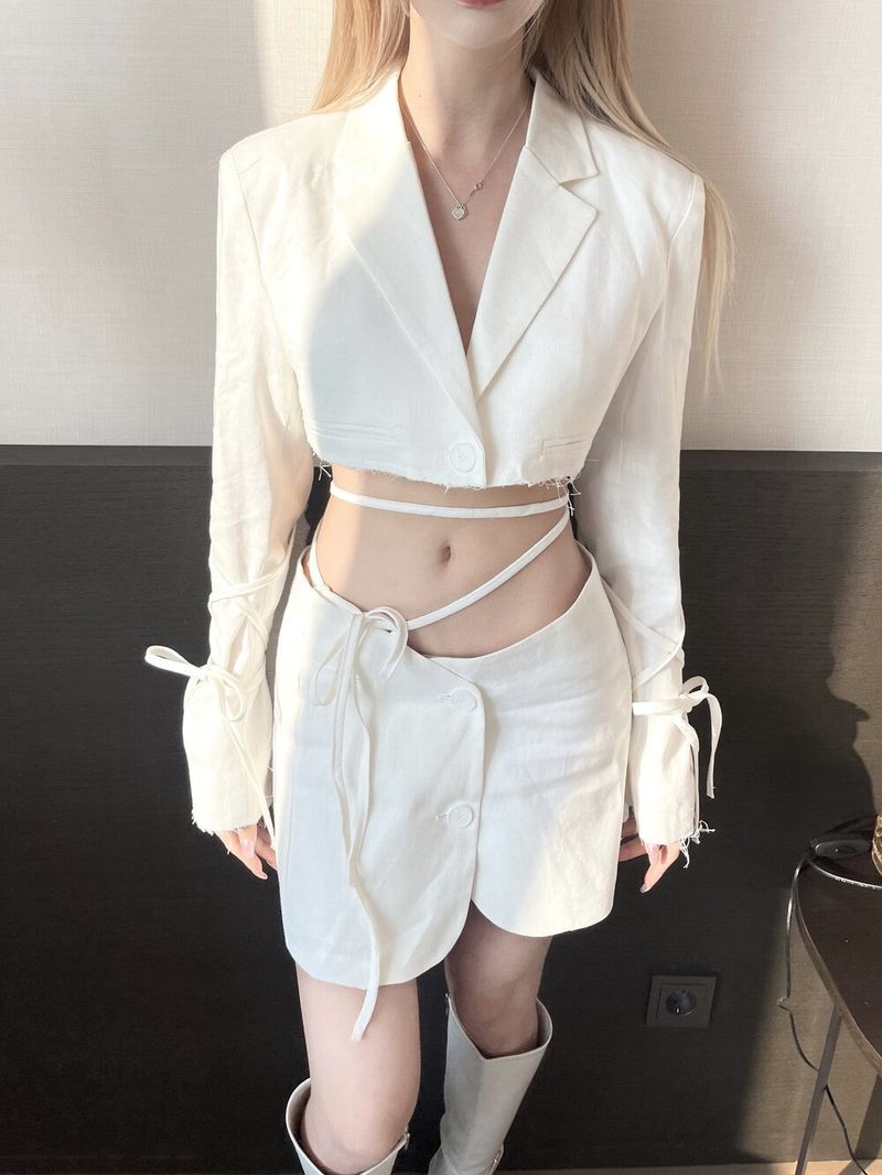 1216. Lope strap damage crop jk (2color)