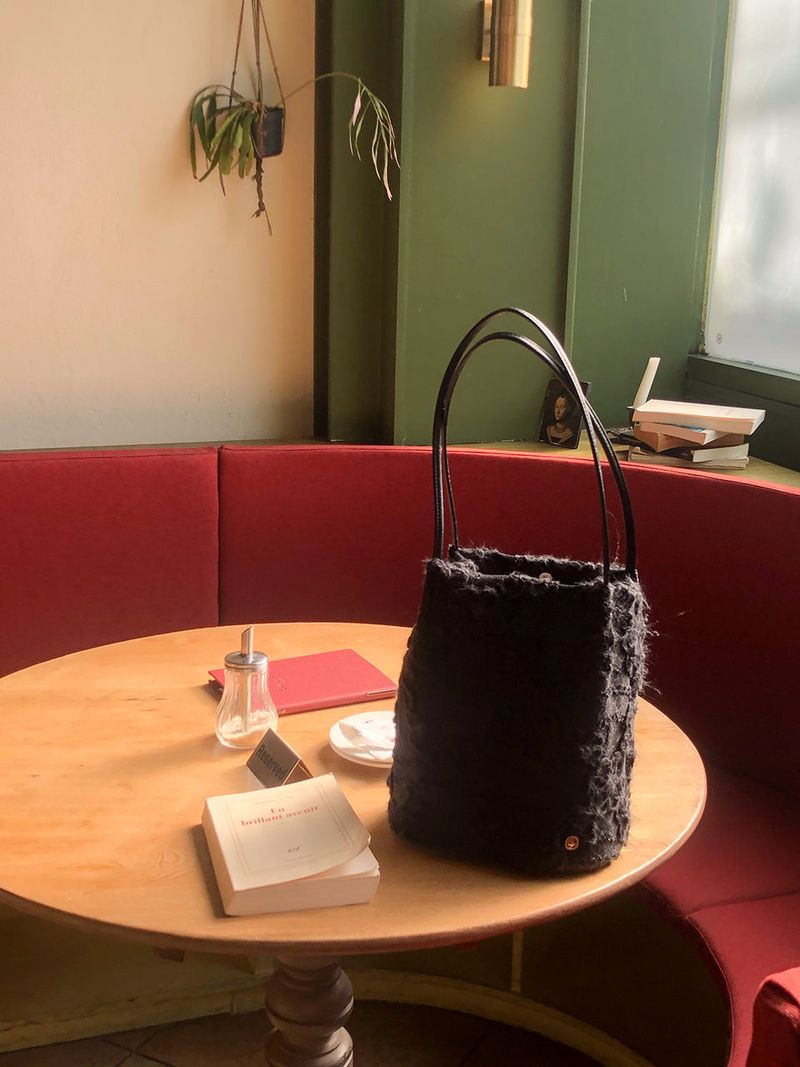 Lace cottage bag_snow flower_black