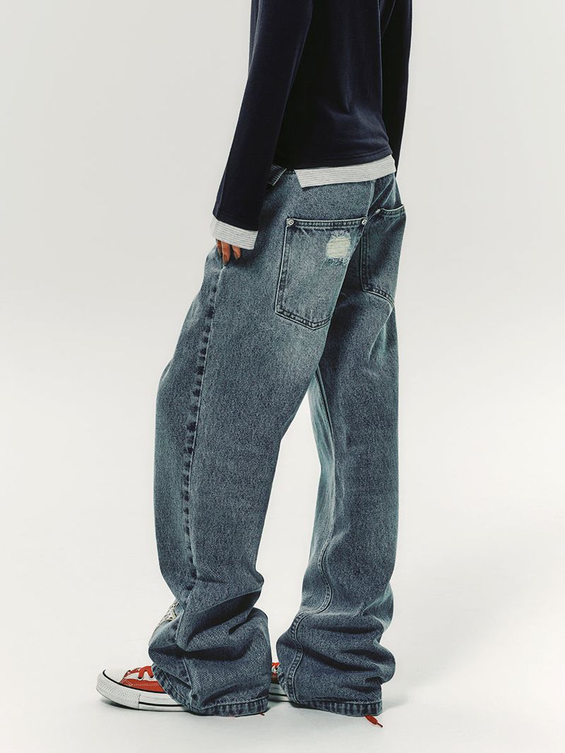 STAR APLIQUE DENIM PANTS LIGHT BLUE