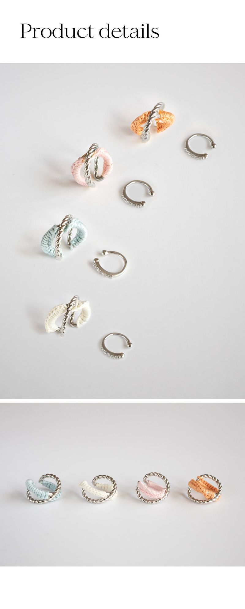 [2set] Knitted cross 'silver' earcuff (4colors)