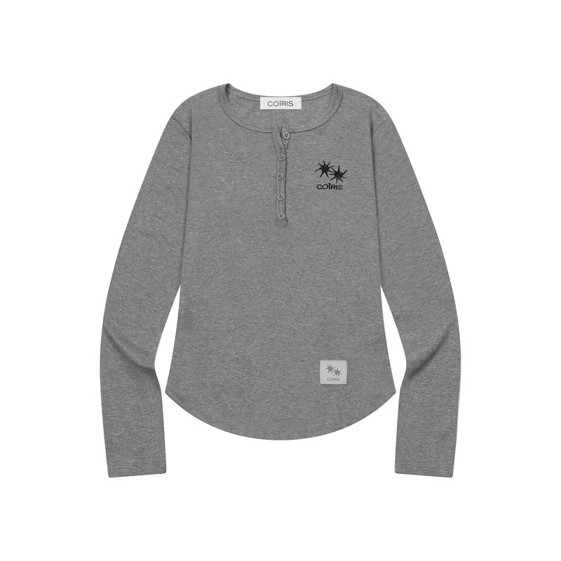 ARINA BUTTON LONG SLEEVE T (4COLOR)