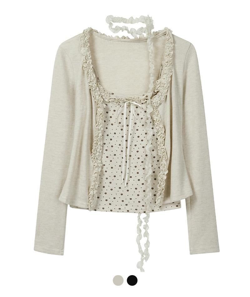 Cozy&Kitsch（コージーアンドキッチ）の「Floral Ruffle Layered Cardigan Set 233194736（Setup）」