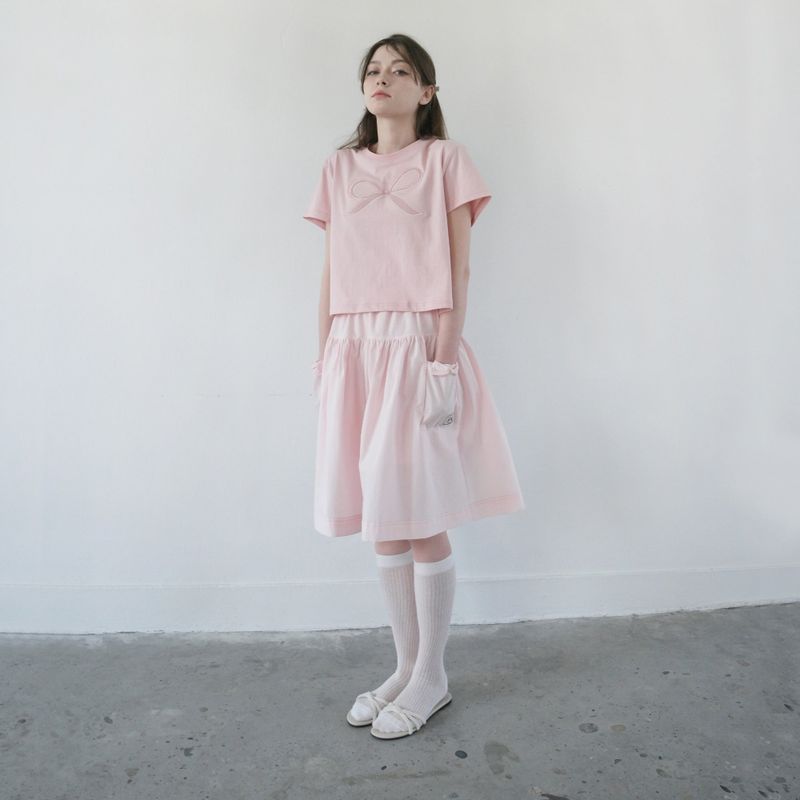 Pink Ribbon Semi-Crop T-Shrit