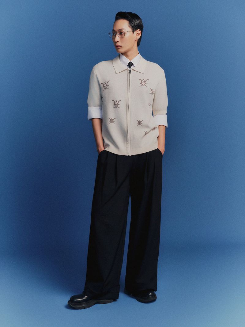 DVRK PRIVÉ DOUBLE PLEATED WIDE-LEG PANTS - BLACK