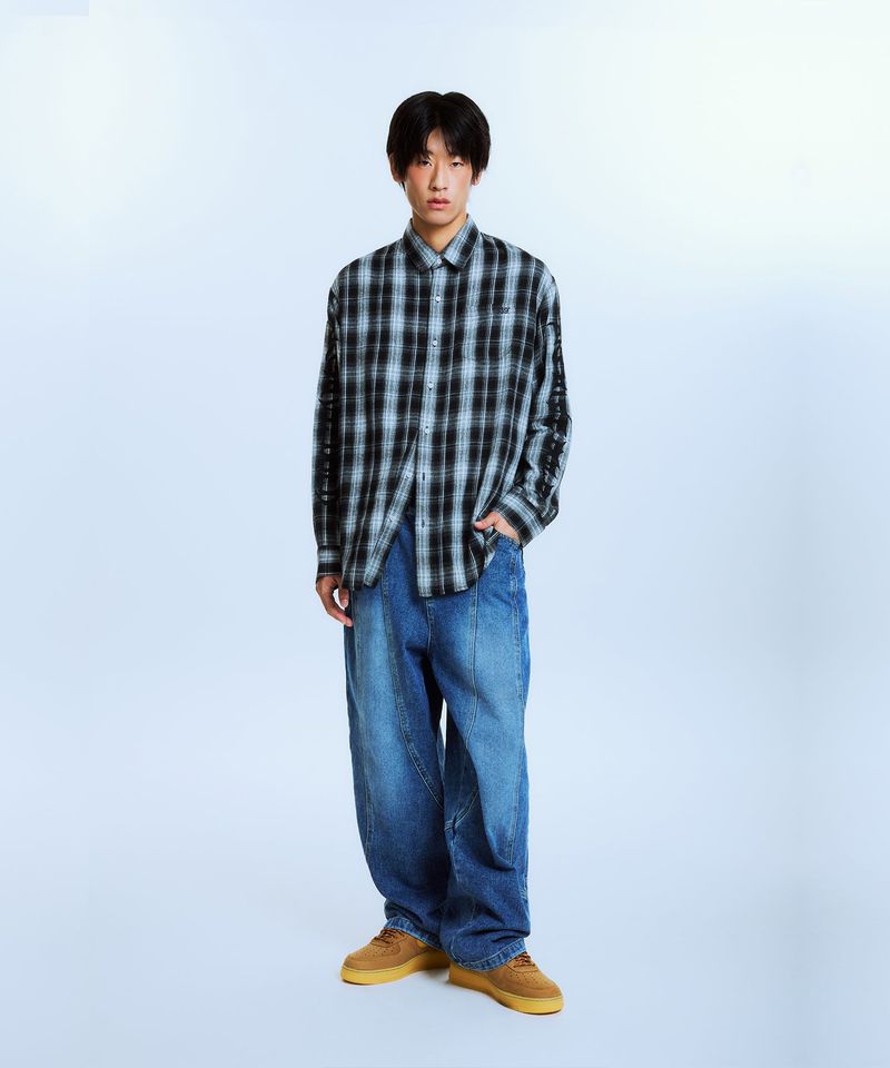 AB EMBROIDERY CHECK SHIRTS (BLACK)
