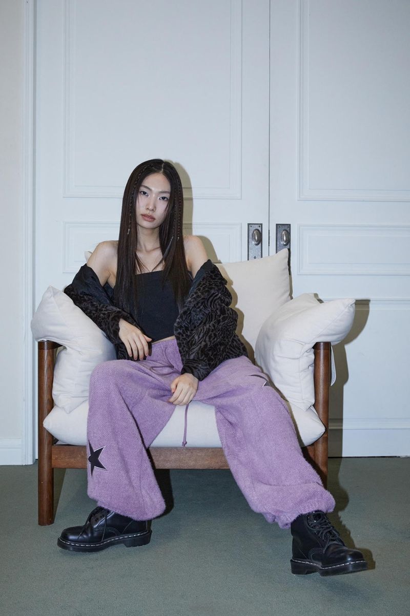 STAR patched pants / grape