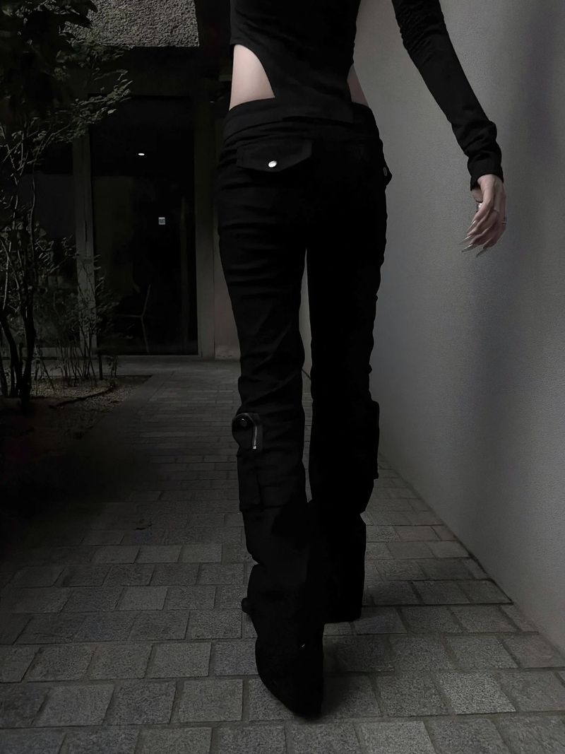 pocket low-rise cargo pants (2color)