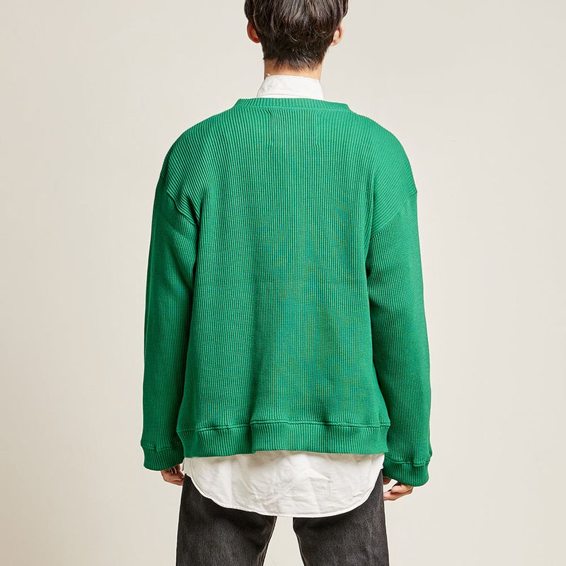 DAMP 2-WAY ZIP-UP WAFFLE CARDIGAN_GREEN