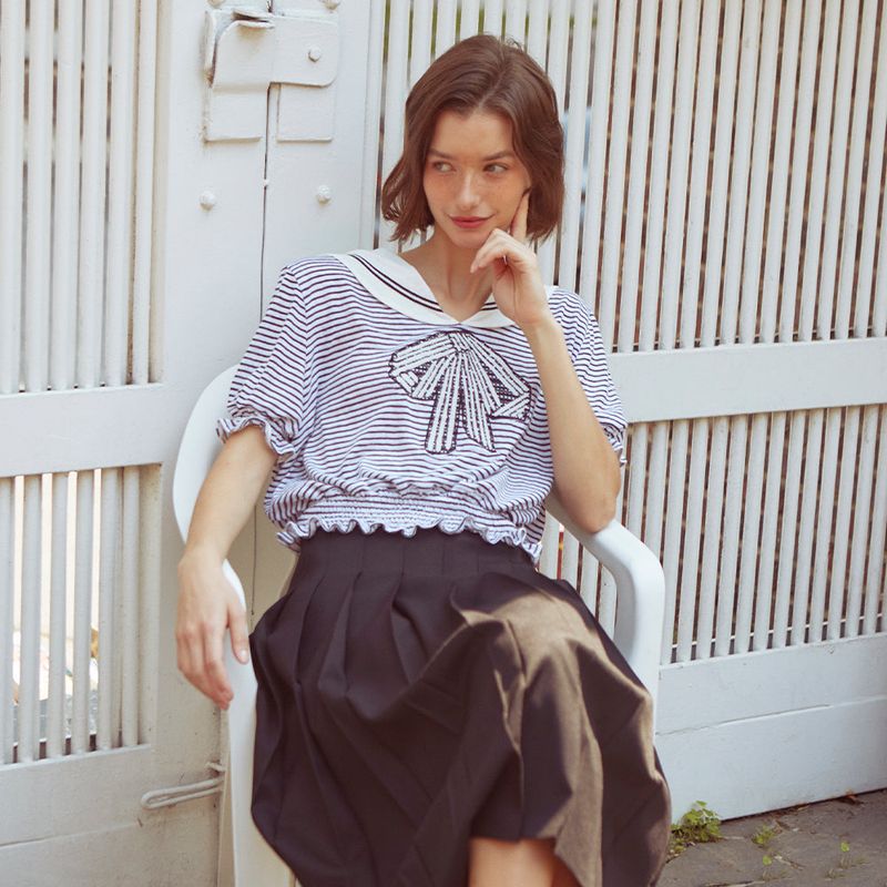 Ribbon Sailor Top (STRIPE)