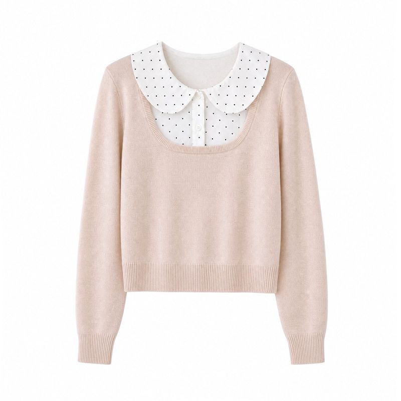 Clara Dot Collar Layered Knit Top