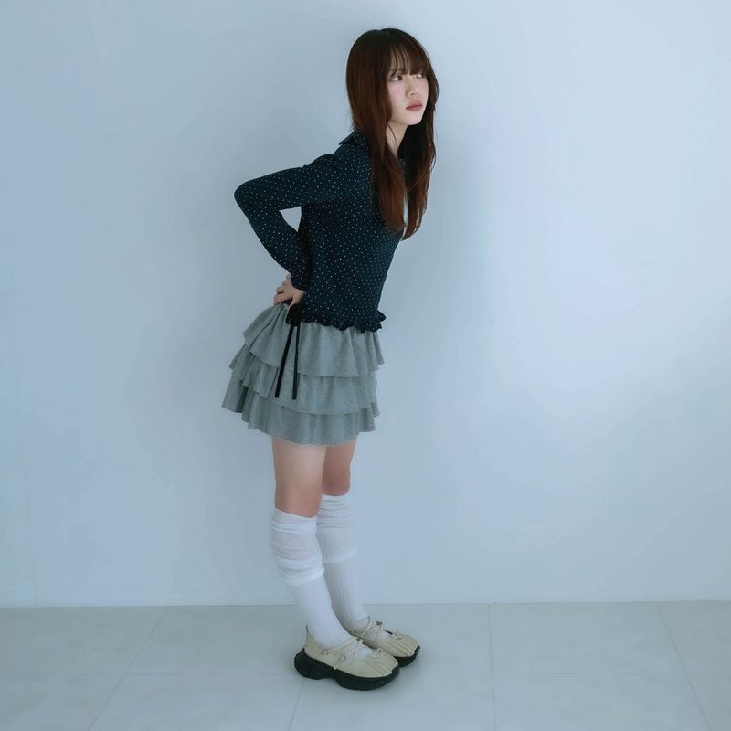 dot frill tee (navy)