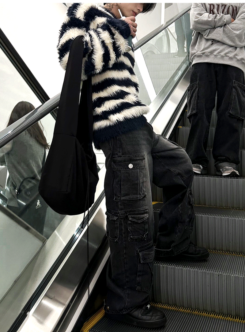 pigment multi cargo denim pants