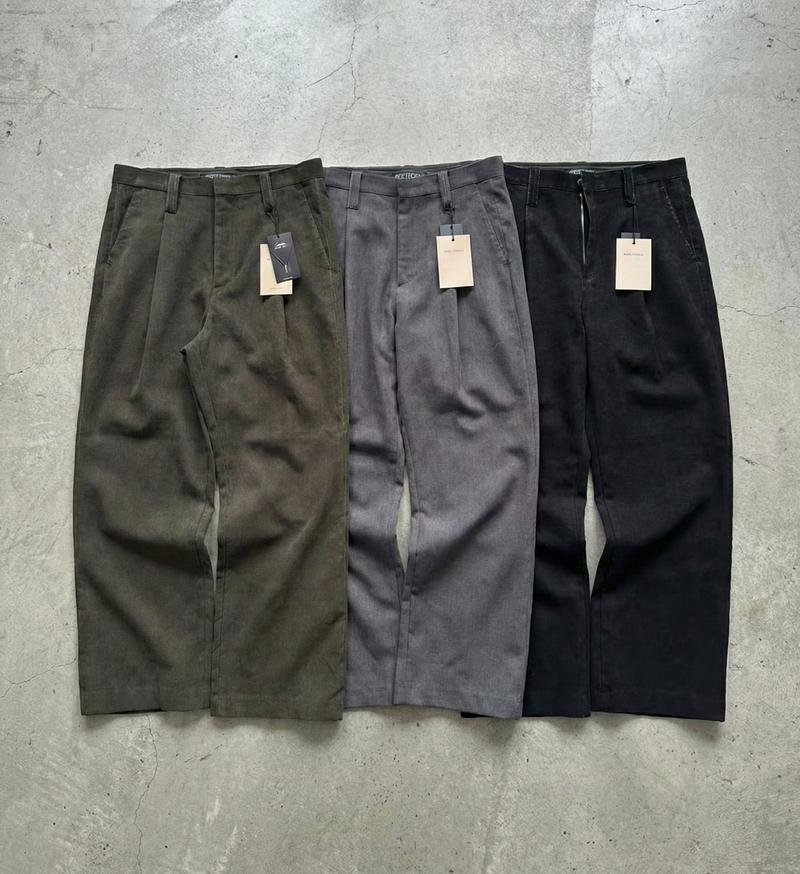 Fine-Rib Corduroy Straight Trousers